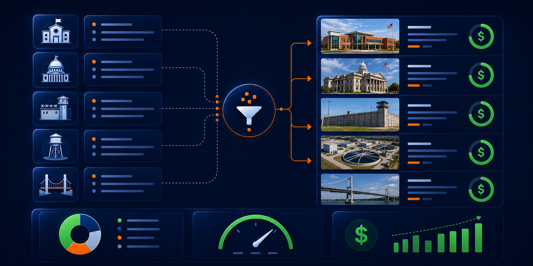 AI-assisted workflow filtering public bid projects into qualified opportunities