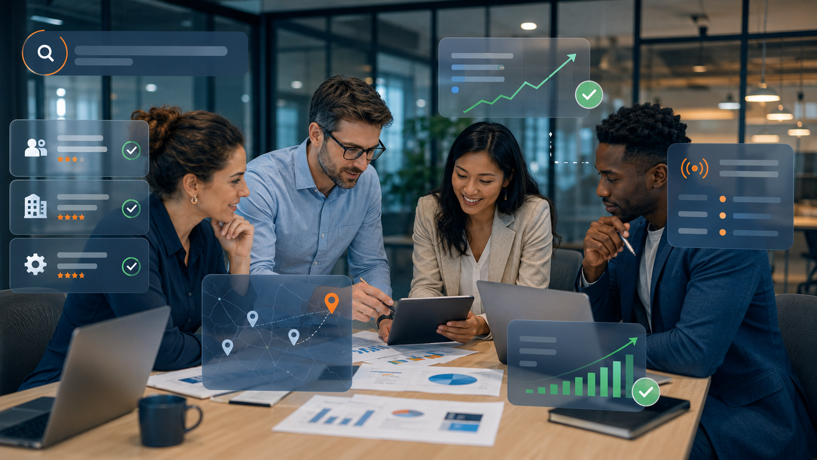 Ryza team reviewing an AI-powered business intelligence dashboard
